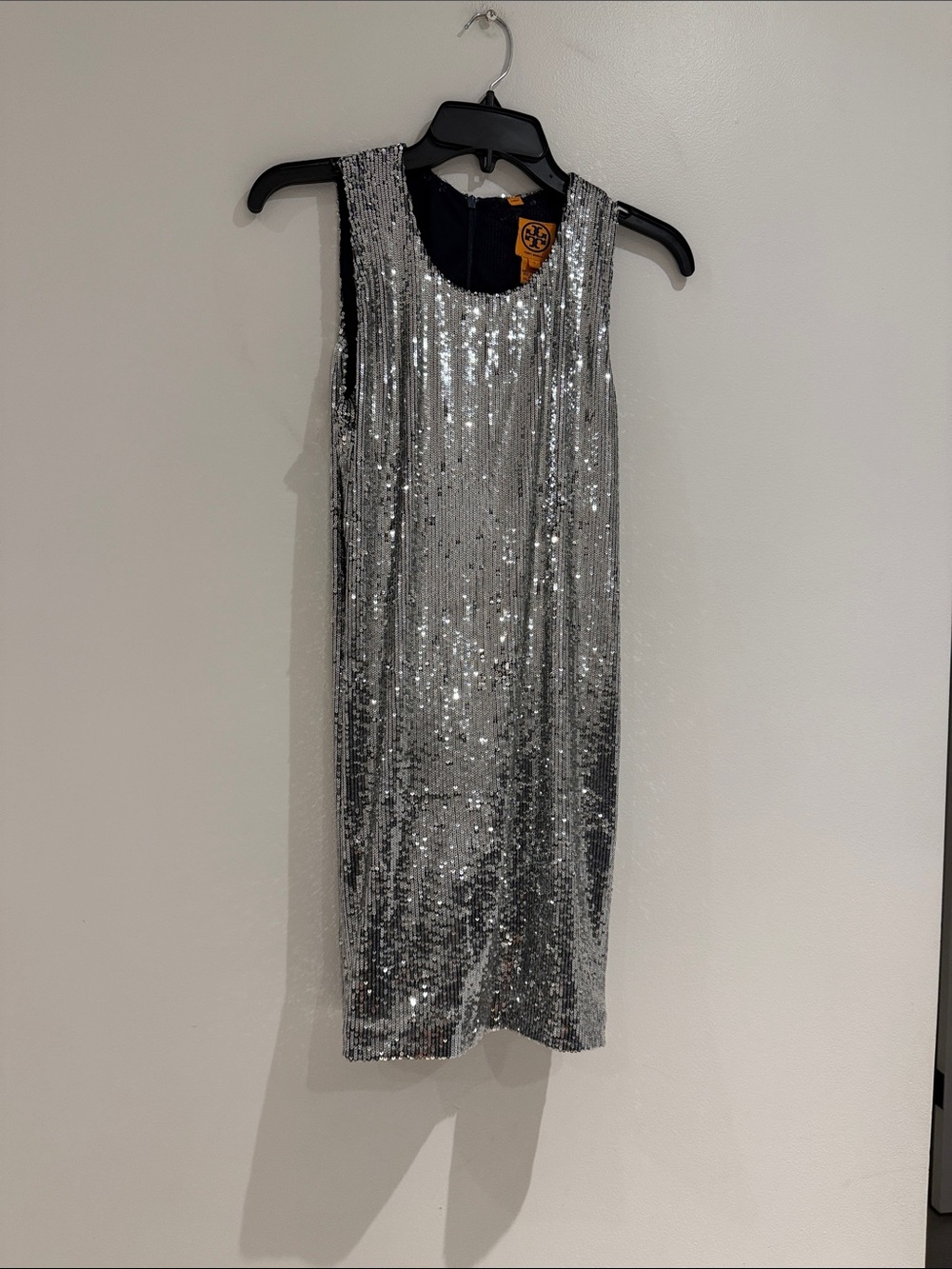 Tory Burch Silver Sequin Midi Shift Dress Like New Worn Once Size S!